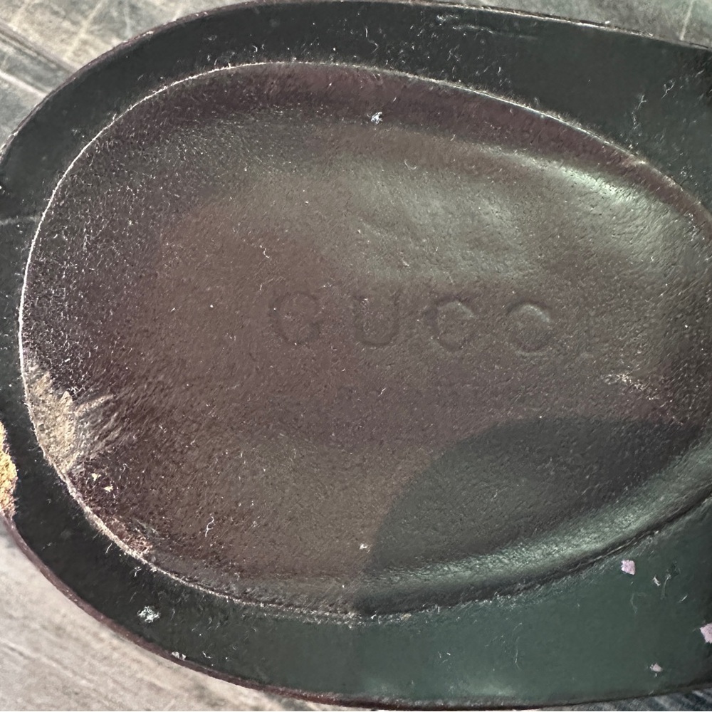 Gucci GG Logo Sandals Kitten‎ Heels THONGS Flip Flop Slides Brown Green Red 9.5 - Picture 5 of 16